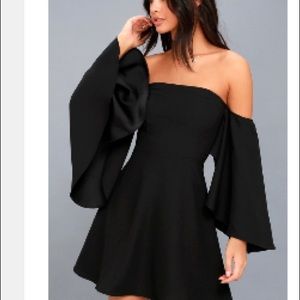 Black bell sleeve dress